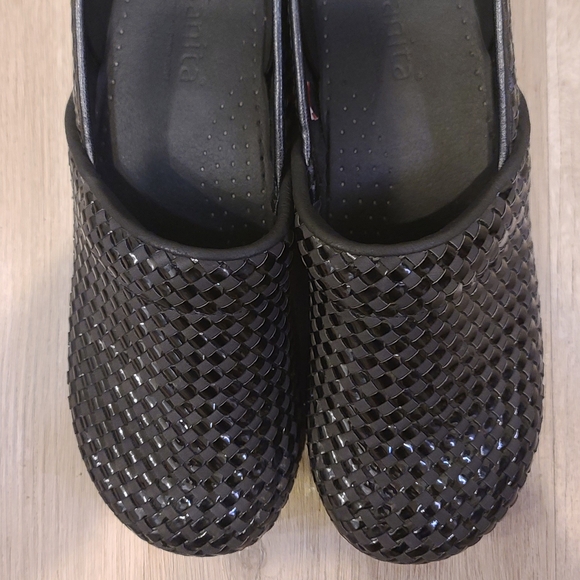 Sanita Black Leather Clogs - Picture 2 of 6